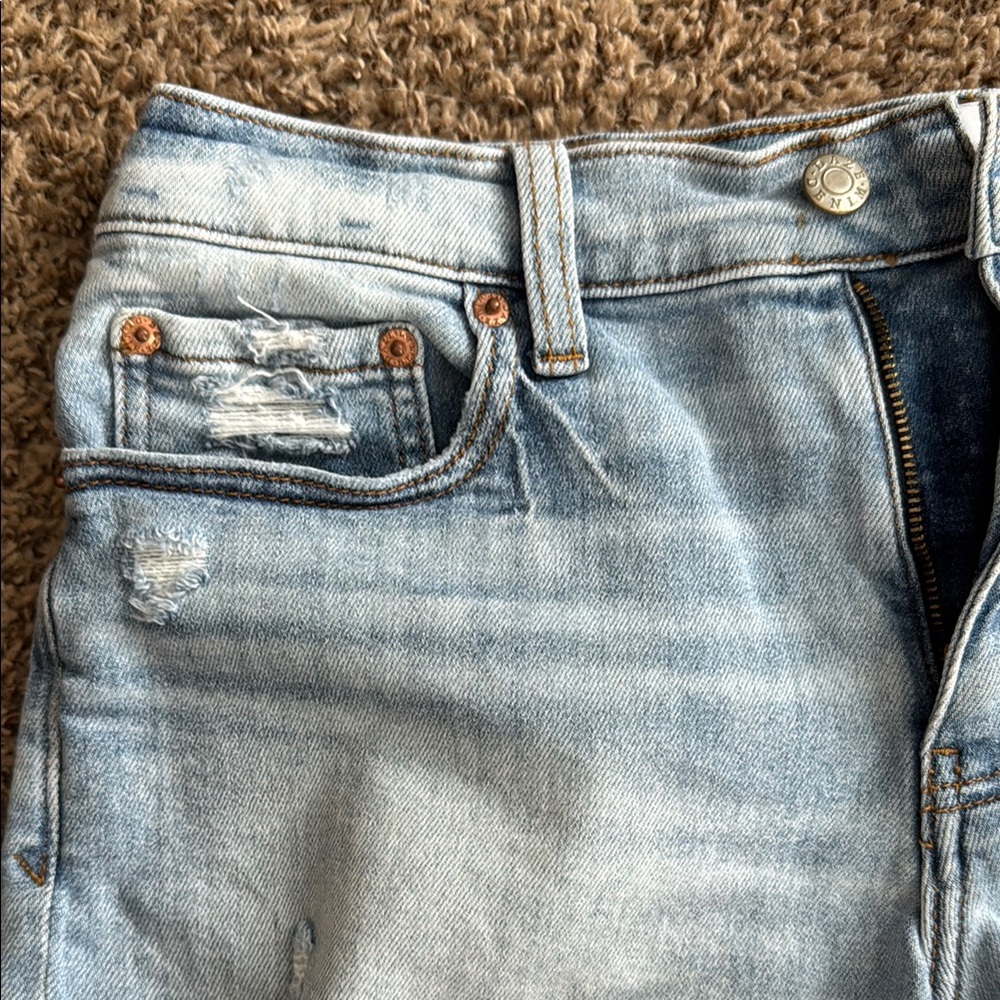 Light Blue Distressed Jean Shorts - Picture 3 of 4
